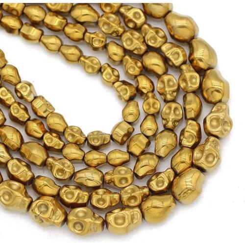 Gold Skull Head Hematite Natural Stone 4x6/6x8/8x10MM Spacer Loose Beads For Jewelry Making Diy Bracelets Pendants Accessories