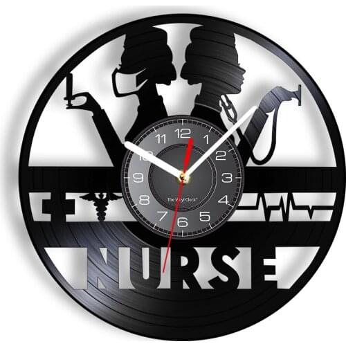 Professional Nurse Wall Clock Healthcare Nursing Heartbeat Vinyl Record Crafts Cardiac Examination Watch Hospital Medical Decor