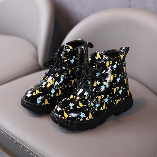 Boys Girls Martin Boots 2021 New Cartoon Dinosaur Print Non-slip Children Sneakers Waterproof Kids Ankle Boots Baby Toddle Boots