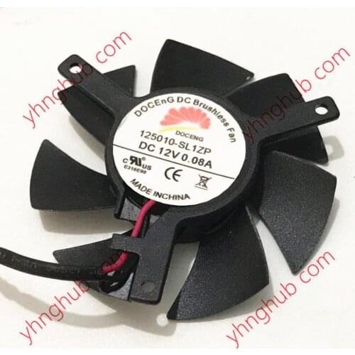 DOCENG 125010-SL1ZP DC 12V 0.08A 47 mm Dia. 39mm c.t.c 2-Wire Server Frameless Fan