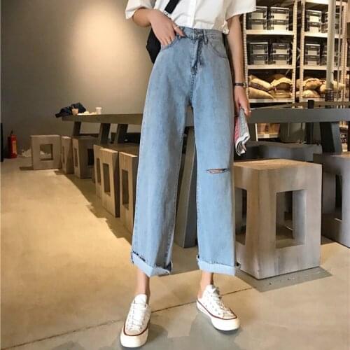 Jeans Women Loose Simple Blue Korean Style Summer Casual Daily Harajuku All-match High Quality Trendy Student Leisure Chic Jean