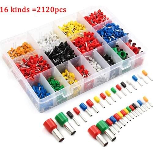 Dc Electrical Connector 2120 Pcs Insulated Wire Terminals Crimp Spade Butt Plug Slides Ferrules Block Cord Wire Fork U-type Kit