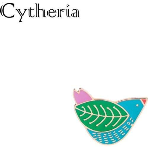 Cartoon Enamel bird Pins creative handmade peace bird dove badge green Leave Wings brooch for Metal Lapel pin hat dress broches