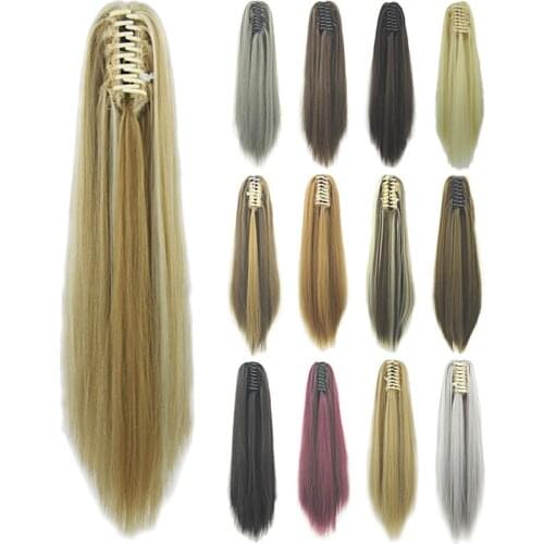 Gres Straight Long Synthetic Hair Extension 22inch/55cm Claw In Ponytail for Female High Temperature Fiber 15 Color Hairpiece