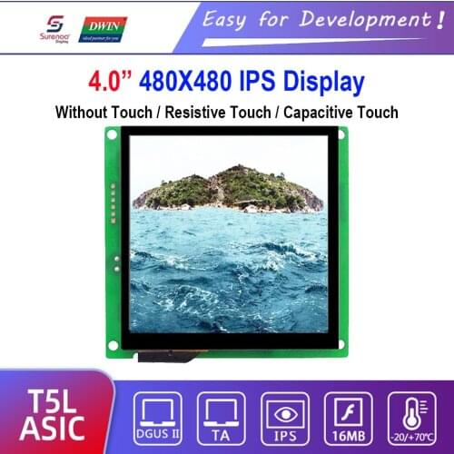 Dwin T5L HMI Intelligent Display, DMG48480C040_03W 4.0" 480X480 LCD Module Screen Resistive / Capacitive Touch Panel