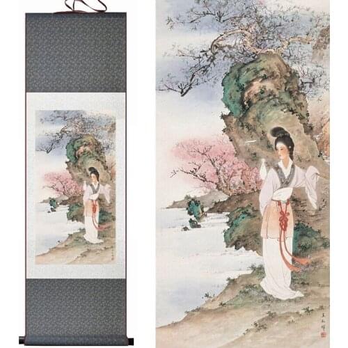 Pretty girl painting Chinese Art Painting Home Office Decoration beautifull woman painting Daiyu zang hua painting
