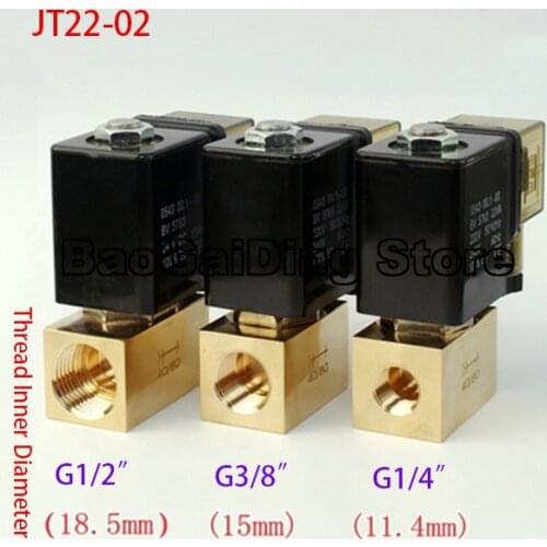 Normal Close JT22-02 Direct Acting Brass Valve Two-position Two-way High Pressure Solenoid Valve 1/4 3/8 1/2 BSP 220V 24V 12V