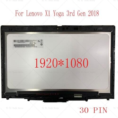 New 14" FHD LCD Touch Screen Digitizer with Bezel Frame Assembly For Lenovo X1 Yoga 3rd Gen Fru 01YT242 (1920X1080)
