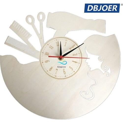 Hairdresser Hair Barber Salon Beauty Salon Wall Clock Made of Wood Home Wall Decor Art