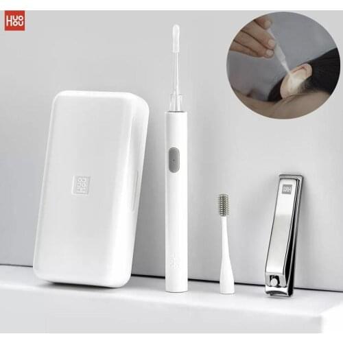 HUOHOU LED Portable USB Ear Nail Care Kit Ear Pick Brush Wax Cleaner Removal Tool Kit with LED Light Nail File Clipper Cutter