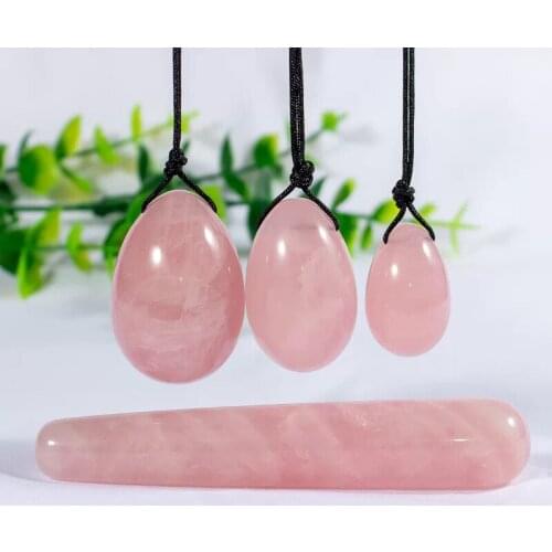 Natural Pink Rose Quartz Egg-shaped Crystal Healing Ball Sphere Stone
