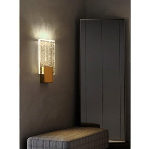 De pared de cristal, candelabro LED de cobre ligero, Simple y creativo, para sala de estar, dormitorio, escalera, guardarropa