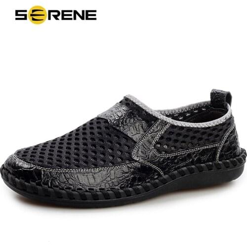 SERENE Brand New Mens Net Cloth Shoes Comfortable Breathable Flats Casual Shoes Men Leisure Loafers Male Loafers Big Size38-48