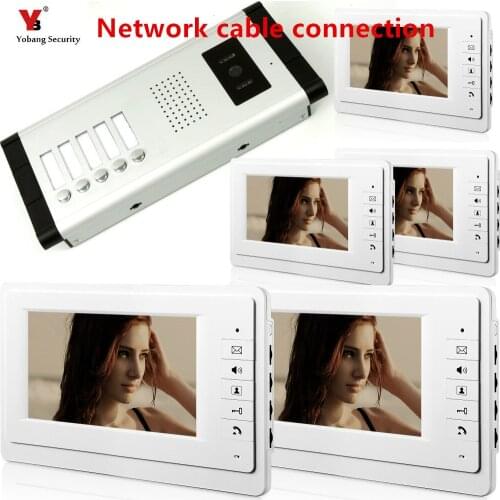 7'' Network cable connection Video Door Phone Intercom System IR Night Vision Camera Doorbell +Indoor Monitor Screens for 2/3/4