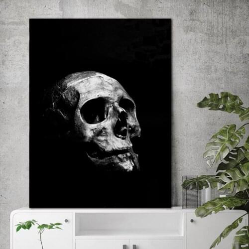 Modern Minimalist Black And White Skull Cranium Poster Hd Print Canvas Painting Pop Art Bedroom Decoration Wall Picture No Frame