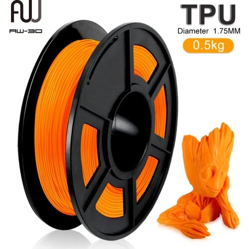 TPU 3D Filament 0.5kg 1.75mm Tolerance 0.02mm Orange Flexible Soft Filaments for 3D Printer Shoes Phone Case Printing Material
