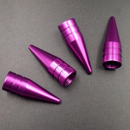 4pcs Purple Universal Long Spiked Car Wheel Tire Valve Air Stem Dust Caps Cover Truck Auto Vehicle Motorcycle Bicycle Accessory