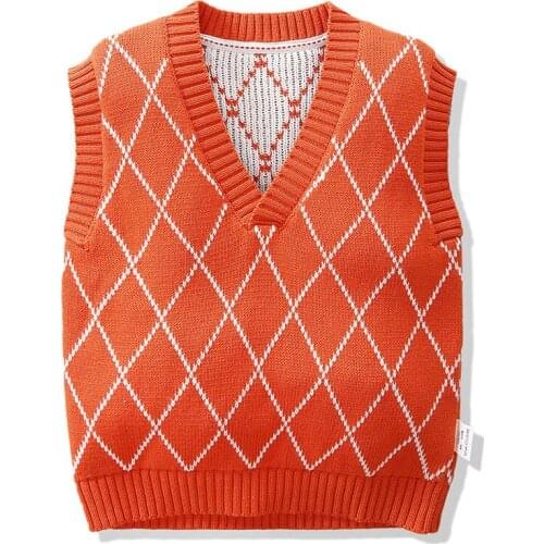 Baby Kids Boys Girls Sleeveless Grid Knit Vest Sweater Autumn Winter Baby Kids Boys Girls Pullover Sweaters Childrens Clothes