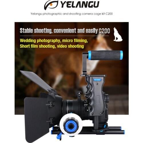 YELANGU C200 Professional 4 in1 DSLR Rig Camera Handheld Stabilizer Cage Set Matte Box/Follow Focus Movie Support Kit For DSLR