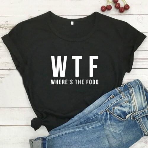 WTF Funny T Shirt Women Harajuku Short Sleeve Letter Tshirt Women T-shirt Black Camiseta Mujer Casual O-neck Tee Shirt Femme Top