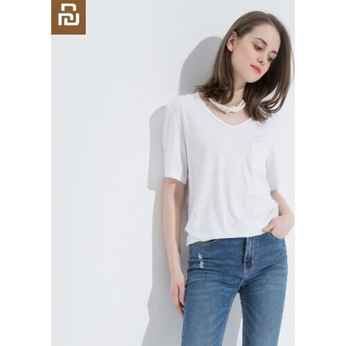New 10:07 Modal BF wind pocket loose top Clothes Sexy V-neck Skin-friendly Summer casual Short Sleeve For woman Female