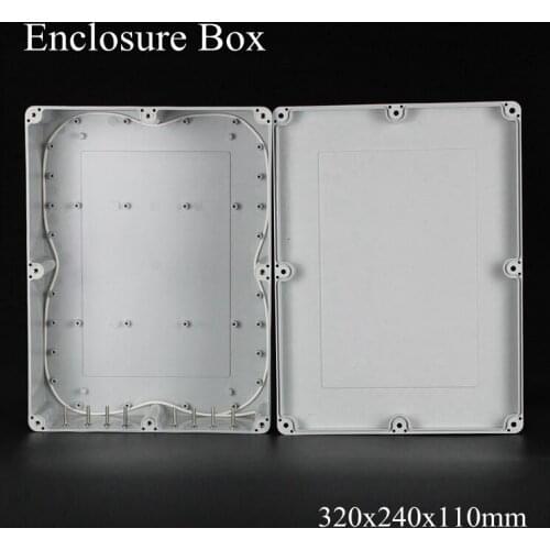 1 piece/lot) 320x240x110mm Grey ABS Plastic IP65 Waterproof Enclosure PVC Junction Box Electronic Project Instrument Case