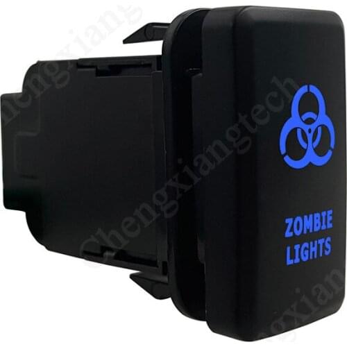 Blue LED Car Push Button Switch Zombie Lights For Toyota Prado Landcruiser Hilux FJ Cruiser ON OFF Switch + Wire 12 Volt 3Amp