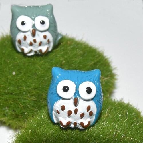 2pcs Miniature Owl Birds Artifical Resin Micro Landscape Bonsai Plant Decorations DIY Fairy Garden Accessories Table Decor