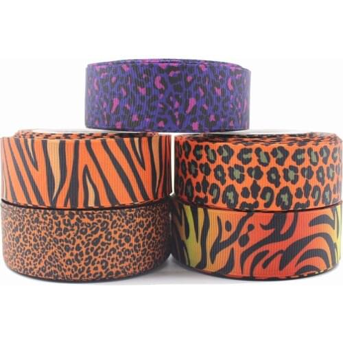 25- 75 MM Leopard Printed Grosgrain / Satin Ribbon Cartoon for Hair Accessories DIY Craft Supplies Sewing Handmade 5 Yards