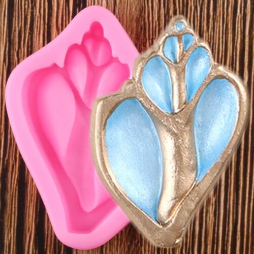 3D Sea Conch Silicone Mold Cupcake Topper Fondant Molds Baby Birthday Cake Decorating Tools Candy Clay Chocolate Gumpaste Mould