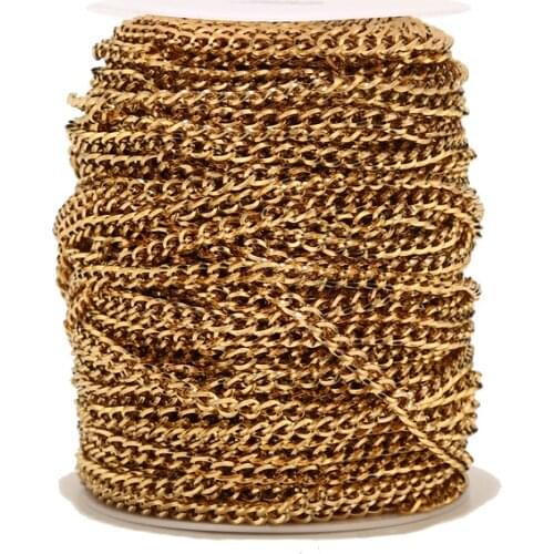 4.5MM width Gold tone Stainless Steel Twisted Cross Curb Chains Findings Fit for Jewelry Making