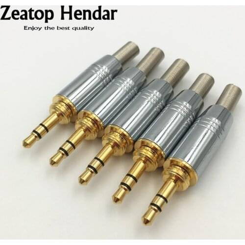 5Pcs Gold Plated 3.5mm Male Plug Stereo Screw for 4mm Audio Headphone Adapter Silver Connector