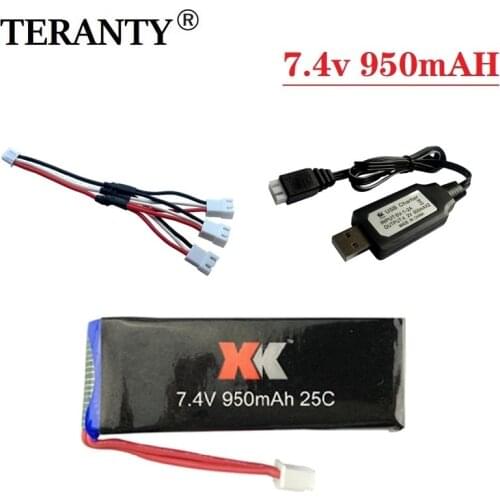 7.4V 950mAh Lipo Battery with charger For WLtoys XK X251 RC Quadcopter Helicopter Spare Parts for 7.4v drone battery