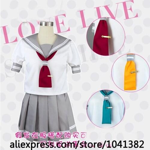 Anime Love Live Sunshine!! Aqours Cute Sailor Suit Cosplay Costum Summer School Uniform Lolita clothes+skirt+tie+tie clips+socks