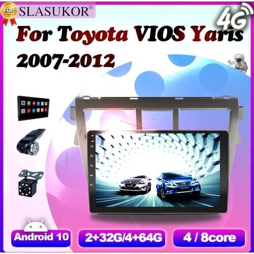 6G+128G Android 10 For Toyota VIOS Yaris 2007 2008 2009 2010-2012 Car Multimedia Stereo Player Navigation GPS Autoradio No 2 Din