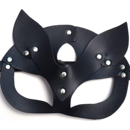 Black Bondage Cat Women Mask Half Face Masquerade Mask For Halloween Adult Decoration Cosplay Costume-Masquerade Balls Proms Etc