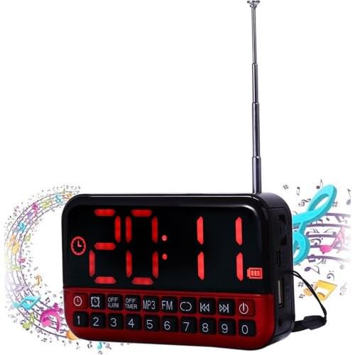 Digital Alarm Clock LED Display Radio music MP3 Speaker Travel Snooze func wireless Antenna Office Home For Parent The Aged