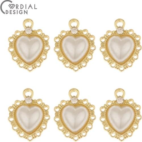 Cordial Design 100Pcs 15*20MM Pendant/Earrings Accessories/Heart Shape/Imitation Pearl/DIY Charms/Jewelry Findings & Components