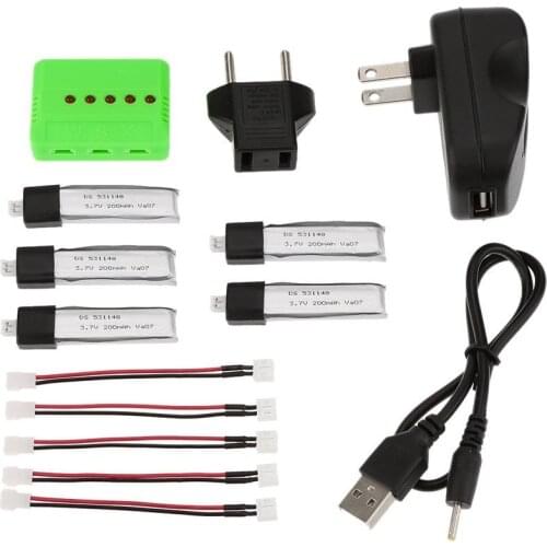 EBOYU(TM) 5-port Fast Charger Sets X5A-C01 with 3.7V 200mAh Lipo Battery for RC Helicopter WLtoys V911 V911-1 V911-2 F929 F939