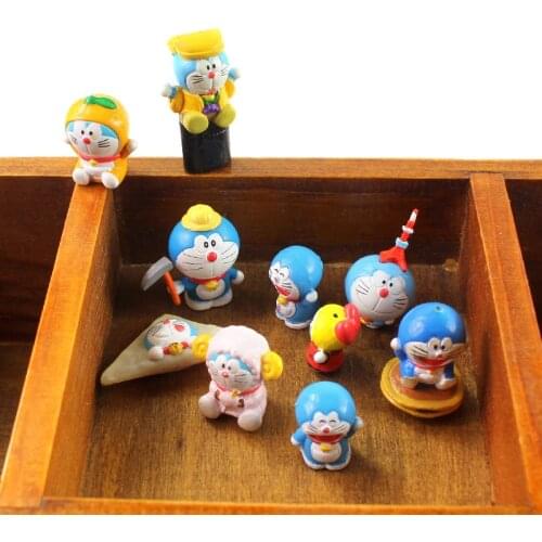 1.5-3cm 10pcs/lot Anime Cartoon Doraemon PVC Action Figure Toy Mini Model Doll Gifts for Children