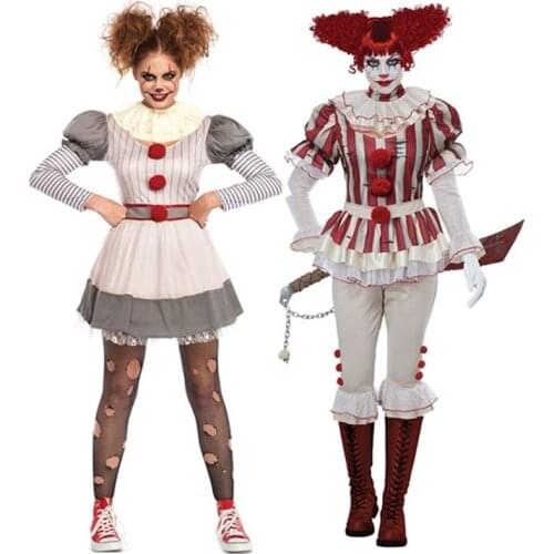 Halloween Horro Party Creepy Killer Clown Cosplay Costume Circus Stage Performance Casual Joker Funny Dress