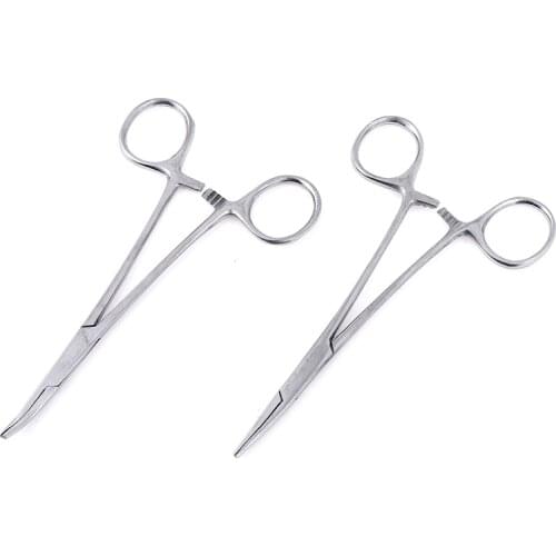 12.5cm Curved Stainless Steel Bent-nose/Straight Locking Elbow Scissors Pliers Hemostatic Forceps Clamp Pliers