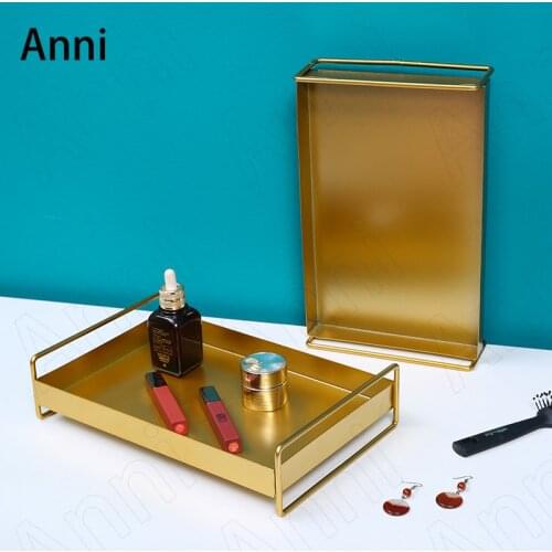 Creative Minimalist Metal Trays Decorative Nordic Simple Gilded Coffee Table Desktop Rectangle Tea Cup Wine Set Storage Tray