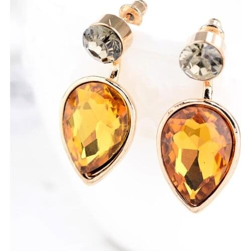 LUBOV New Detachable Deep Blue Crystal Water Drop Earrings Fashion Small Cute Jewelry Summer Party Earrings For Women Gift