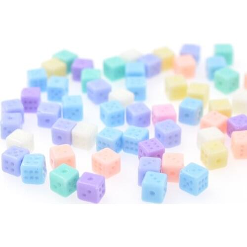 Lucky Dice 50pcs/lot 6mm Acrylic Beads No Hole Square for Woman Men Lucky Items Charms Children Gift Wholesale