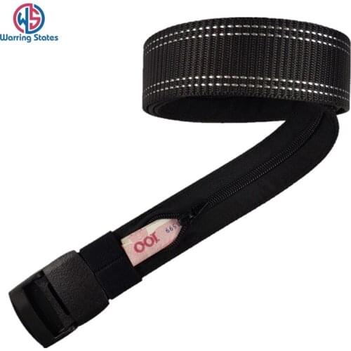 3.8cm Men Leisure Outdoor Travel Multifunctional Nylon Canvas Belt Zipper Wallet Hide Money Tactical Belts Harajuku