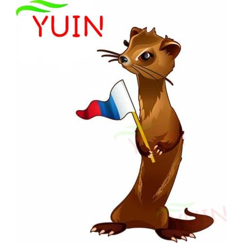 Animal Holding A Flag Personality Car Sticker Lovely Fine Decal Fashion PVC Motorcycle Decoration Sunscreen Decals 13*8cm