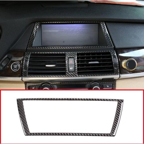 Carbon Fiber Car Interior Navigation Frame Trim Stickers For BMW X5 E70 X6 E71 2008-2013 Accessories