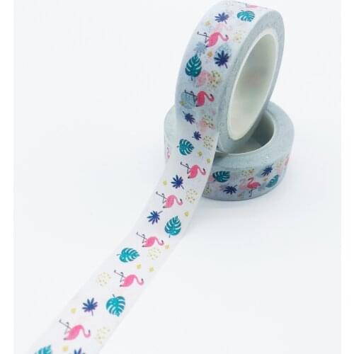 NEW 10pcs/Lot Decorative Cute Flamingo Tropical palm leaves Washi Tapes Bullet Journal Adhesive Masking Tape Stationery