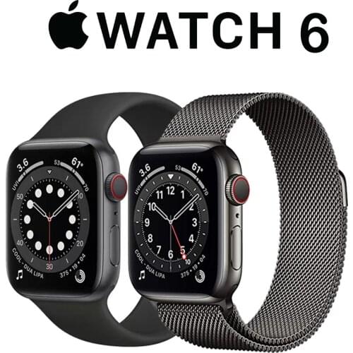 New Apple Watch Series 6 (GPS+Cellular, 40/44mm)- iwatch 6 Black - Aluminum Case with Black Sport Band Smart Watch